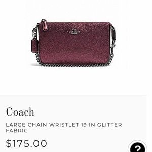 Coach chain wristlet metallic cherry